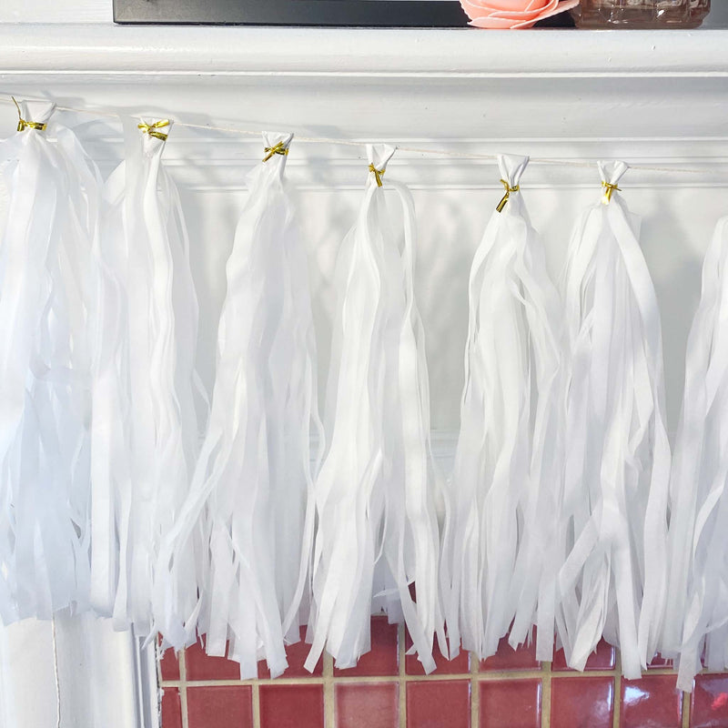 White Paper Tassel Tail - Tassel DIY Garland Kit