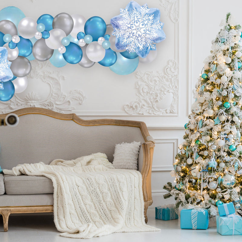 Blue and Silver Christmas Balloon Garland Kit